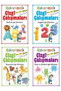 Ema Çocuk Ema Kitap Çıkartmalı Çizgi Çalışmaları Seti 4 Kitap Çiz Sil Yapıştır