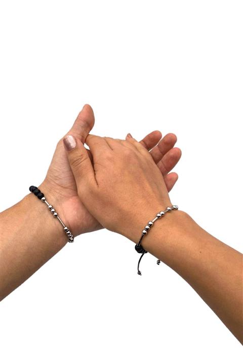 Feans Mors Alfabesi Oniks Doğaltaş Model Makrome Bileklik Ma107