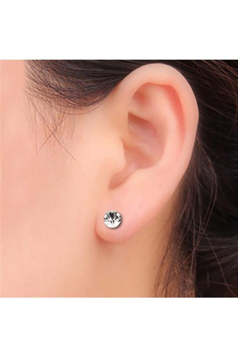 Market66 4mm Mıknatıslı Küpe Ince Beyaz Zirkon Taşlı 1 Çift Burun Kulak Dudak Hızma Manyetik Çelik