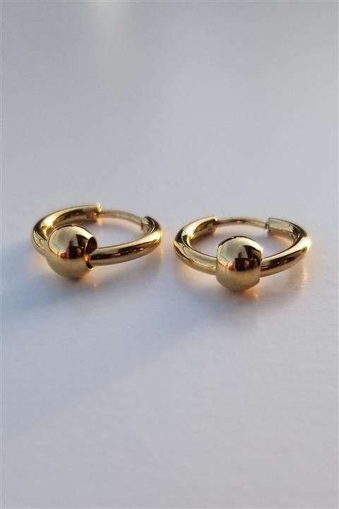 Liss Top Detaylı Çelik Halka Küpe