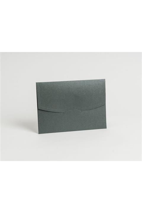 ARTİMED 14×20 Cm Metalik Yeşil Yatay Oval Kapaklı Davetiye Zarfı (100 Adet)