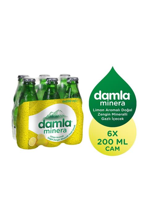 Damla Damla Minera Limon Aromalı 6X200 Ml