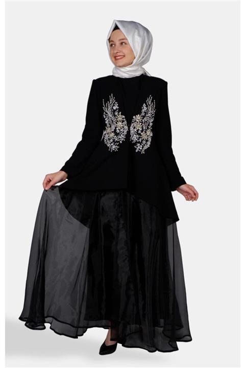 White Corner Kadın Siyah Abaya 2018