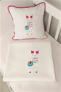 HS Home Baby Lama Nakışlı Pamuklu 110x140 cm Pike Kırlent Seti 0-4 Yaş