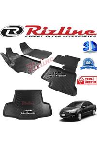 Rizline Fiat Linea 3d Paspas + 3d Bagaj Havuzu 2007-2018 Arası Siyah Set