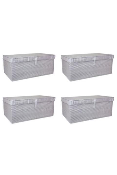 Keven Home 4 Adet - Kapaklı Çok Amaçlı Çamaşır-saklama-düzenleme Vb Hurç, Kutu 70x40x30 - Mega Plus Kutu - Gri