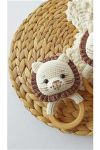 AYYILDIZ HOBİ ATÖLYESİ Aslan Amigurumi Diş Kaşıyıcı Çıngirak