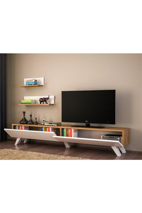 Dekorister Amerika Tv Ünitesi Beyaz Ceviz