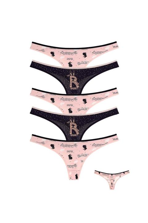 Donella Kadın Pembe Tavşan Baskılı 5'li Tanga 24870rb-5lı