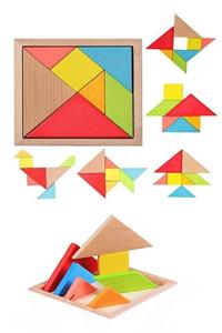 RoseRoi Ahşap Tangram Zeka Gelişim Eğitici Oyuncak Mini Boy 7x7 Cm