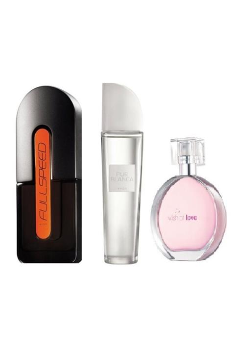 AVON Full Speed Erkek Edt 75 ml Wish Of Love Edt 50 ml Kadın Parfüm Pur Blanca Kadın Edt 50 ml