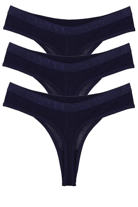 Vanilya Secret Kadın Lacivert Beli Bant Lastikli Pamuklu 3'lü Paket