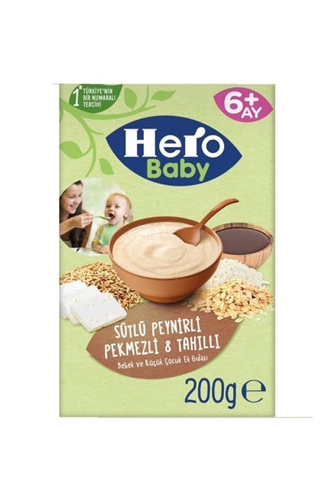 Hero Baby Sütlü Tahıllı Peynirli Pekmezli Kaşık Mama 200 gr X 2 Adet