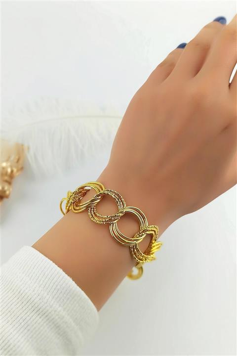 Çlk Accessories Altın Kaplama Büyük Halka Uzay Yolu Bileklik Trbilek7463 B36003