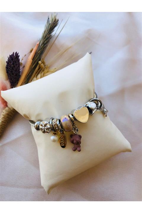 bioaksesuar Kadın Çelik Charmlı  Model Bileklik