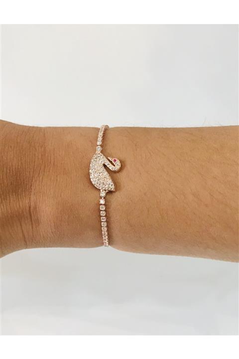 Mima Swarovski Model Rose Kuğulu Renk Atmaz Çelik Bileklik