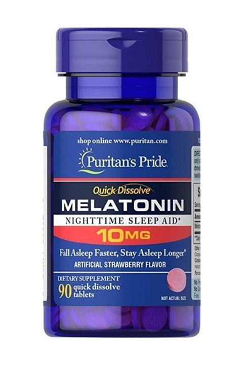 Puritan's Pride Melatonin Quick Dissolve Çilekli 10 mg 90 Tablet