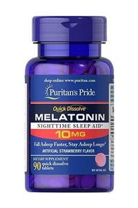 Puritan's Pride Melatonin Quick Dissolve Çilekli 10 mg 90 Tablet