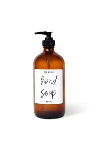 Tzc Desing Amber Kahverengi Cam Şişe El Sabunu Hand Soap 500 Ml Beyaz Etiketli