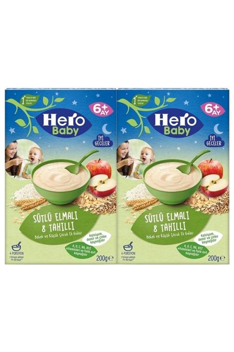 Hero Baby Sütlü Elmalı Tahıllı Kaşık Maması 200gr 2'li Paket