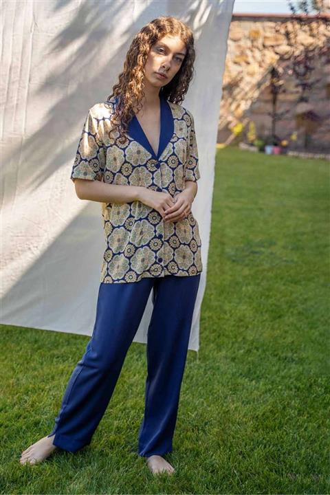 bed and beyond Kısa Pijama Üstü %100 Viskon – Mediterranean