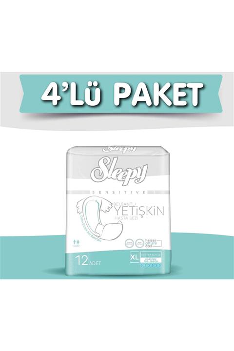 Sleepy Xlarge Yetişkin Bezi 12 Adet - 4'lü Paket