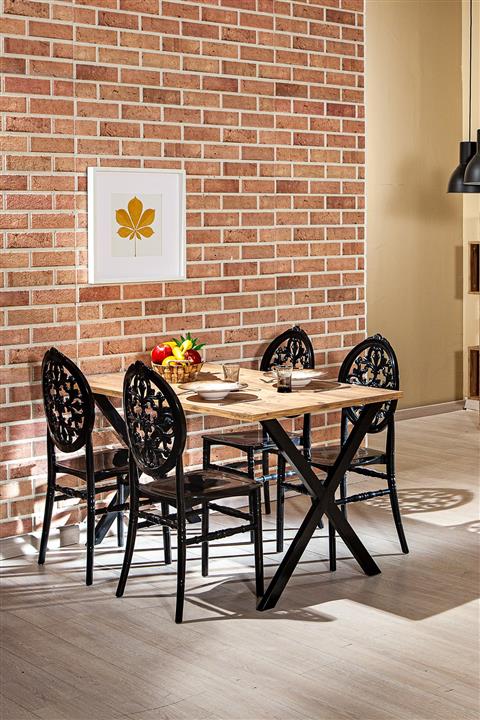 SANDALİE Matrix Maxima Açık Ceviz / Venüs Mutfak Masa Takımı - Siyah