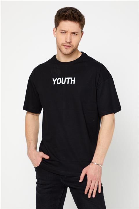BACKMAN Unisex Youth Yazılı Siyah Renk Oversize T-shirt
