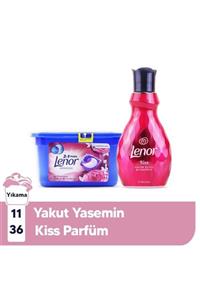 lenor Yakut Yasemin Sıvı Deterjan Kapsülü 11 Yıkama Ve Kiss Parfüm Deluxe 36 Yıkama Yumuşatıcı Set