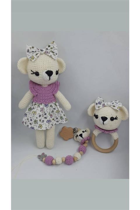 pamuktan oyuncağa Uyku Arkadaşı Lila Ayıcık Set