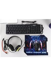 Teknazo Gaming Set Kulaklık Mous+Mous Pad+Klavye Gaming 4lü Set Kırmızı