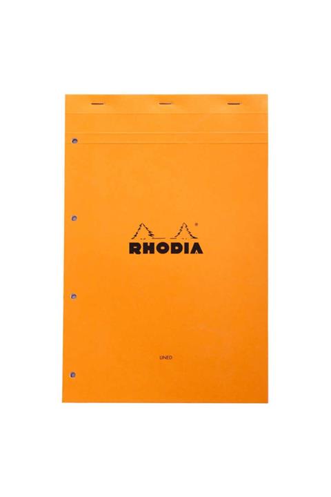 Rhodia Çizgili Blok Turuncu Kapak 4 Delikli Beyaz 80 Yaprak 21x31,8cm