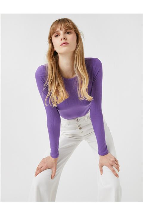 Koton Fitilli Tisört Uzun Kollu Bisiklet Yaka