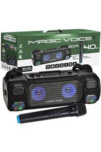 MagicVoice Magıcvoıce Mv-7001 Vhf El Mik Usb/sd/bt40 Watt Işıklı Taşınabilir Şarjlı Seyyar Anfi