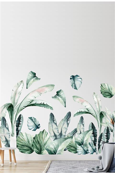 Kt Grup Büyük Boy Tropikal Yapraklar Duvar Sticker Seti