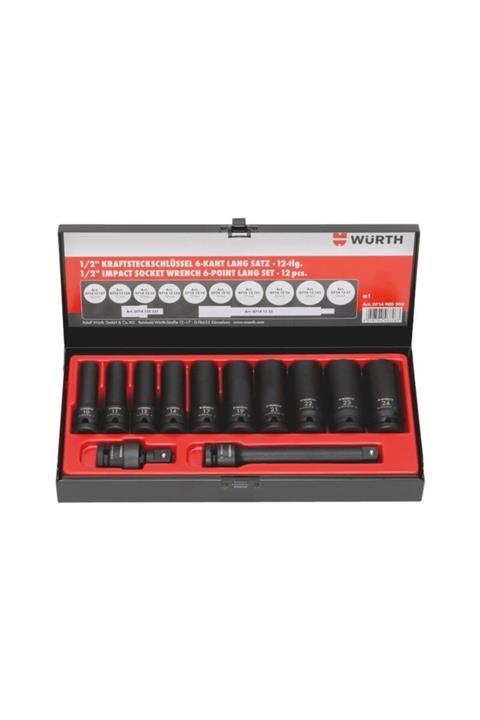Würth 1/2 Inch Güçlü Uzun Altıgen Lokma Seti 12 Parça
