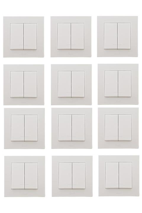 ELBİ Neo Komütatör Ikili Anahtar Priz Çerçeve Beyaz 12 Adet