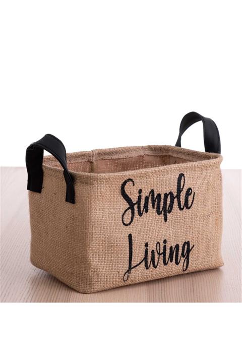 Rope Home Çok Amaçlı Jüt Kumaş Sepet -37x27x22 Cm