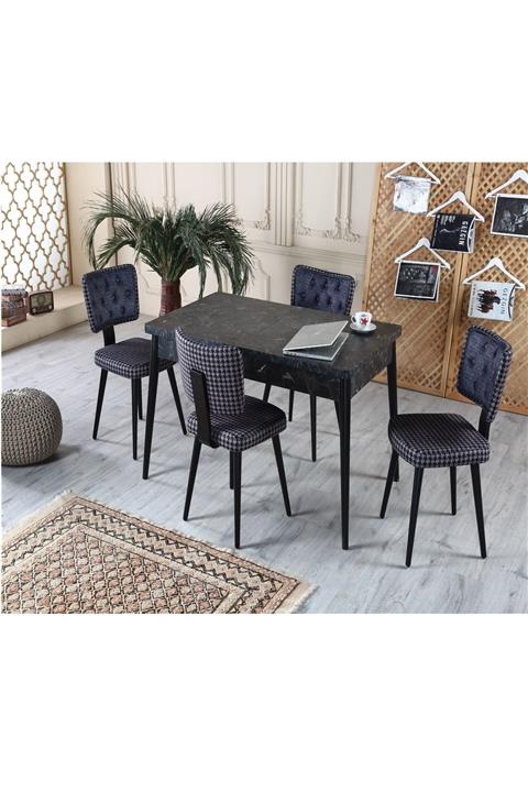 Ervo Siyah D-class 4 Sandalyeli Yemek Masa Takımı
