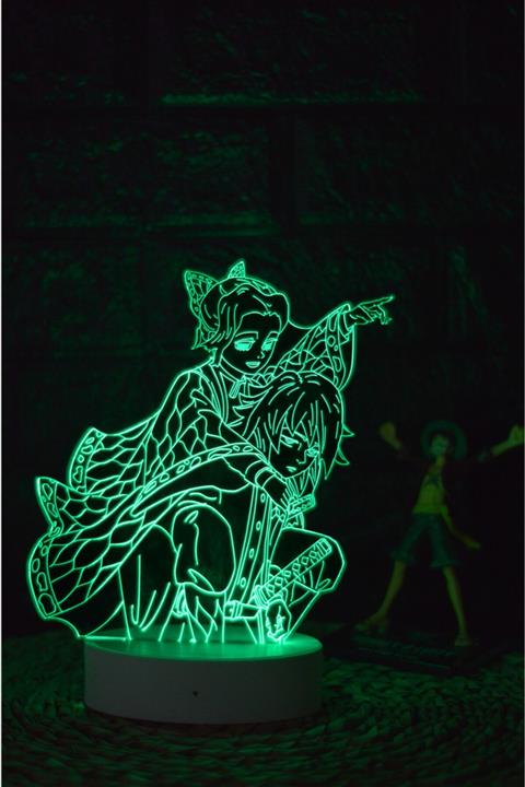 Yubi Design Giyu Tomioka Ve Shinobu Kocho , Demon Slayer - 3 Boyutlu Dekoratif Gece Lambası 3d