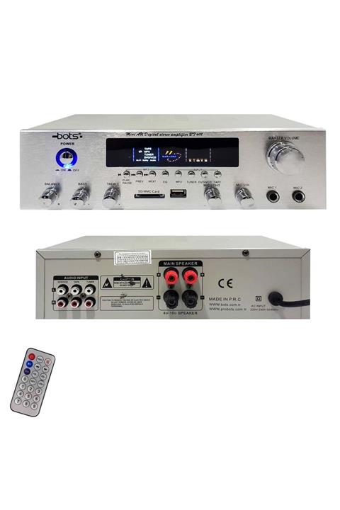 Bots Bt-602 Anfi Stereo 80w Ekranlı Usb/sd/eko/bass/tiz