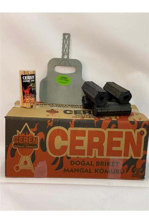 CEREN MANGAL Süper Kalite Doğal Pres Mangal Kömürü 20 Kg (çıra Ve Yelpaze Hediyeli)