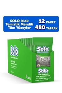 Solo Tüm Yüzeyler Islak Temizlik Mendili 40'lı 12'li Paket