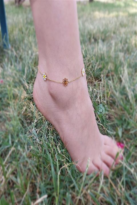 DEMOKAN Kadın Papatya Model Kararmaz Çelik Halhal