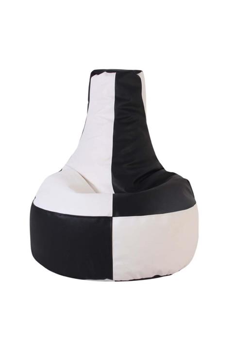 Bambi Siyah & Beyaz Deri Armut Koltuk 85*75*30 Cm