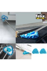 felix express Çok Amaçlı Cam Yüzey Dolap Silme Fırçası+ 2 Makarna Mop Yedek Bezi