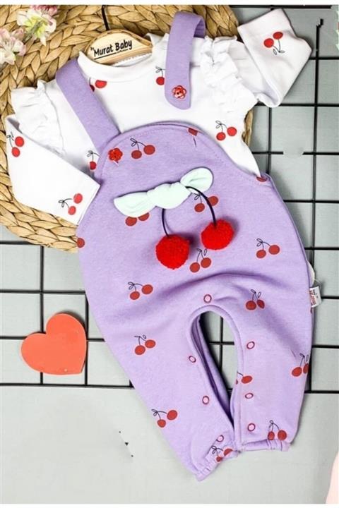 By Murat Bebe Kız Bebek Kiraz Salopet Tulum