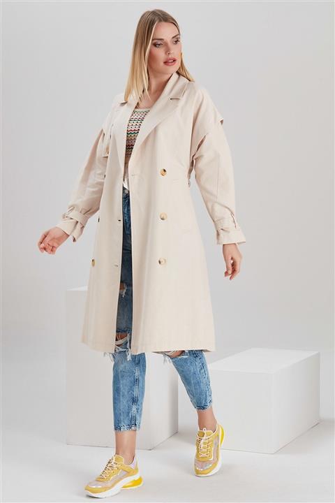 YLondon Kadın Taş Bağlamalı Trençkot YL-TR99994