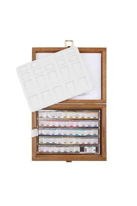 Schmincke : Horadam Aquarell : Sulu Boya Seti : 48 Renk X Yarım Tablet (ahşap Kutu)