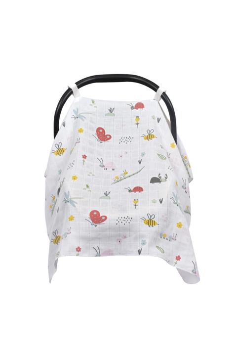 Sevi Bebe Unisex Bebek Desenli Müslin Puset ve Ana Kucağı Örtüsü Art-41